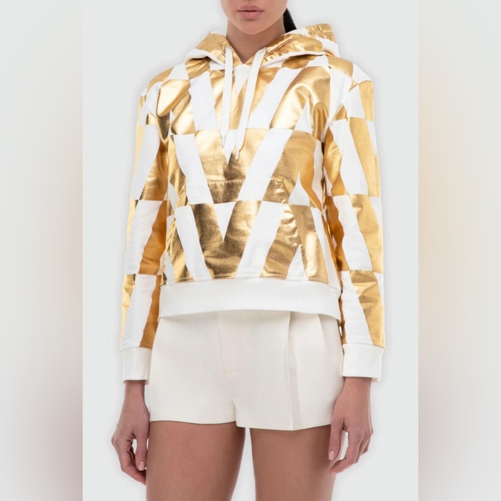 ❌SOLD❌⭐️NEW, RARE⭐️VALENTINO JUMBO METALLIC LOGO HOODIE